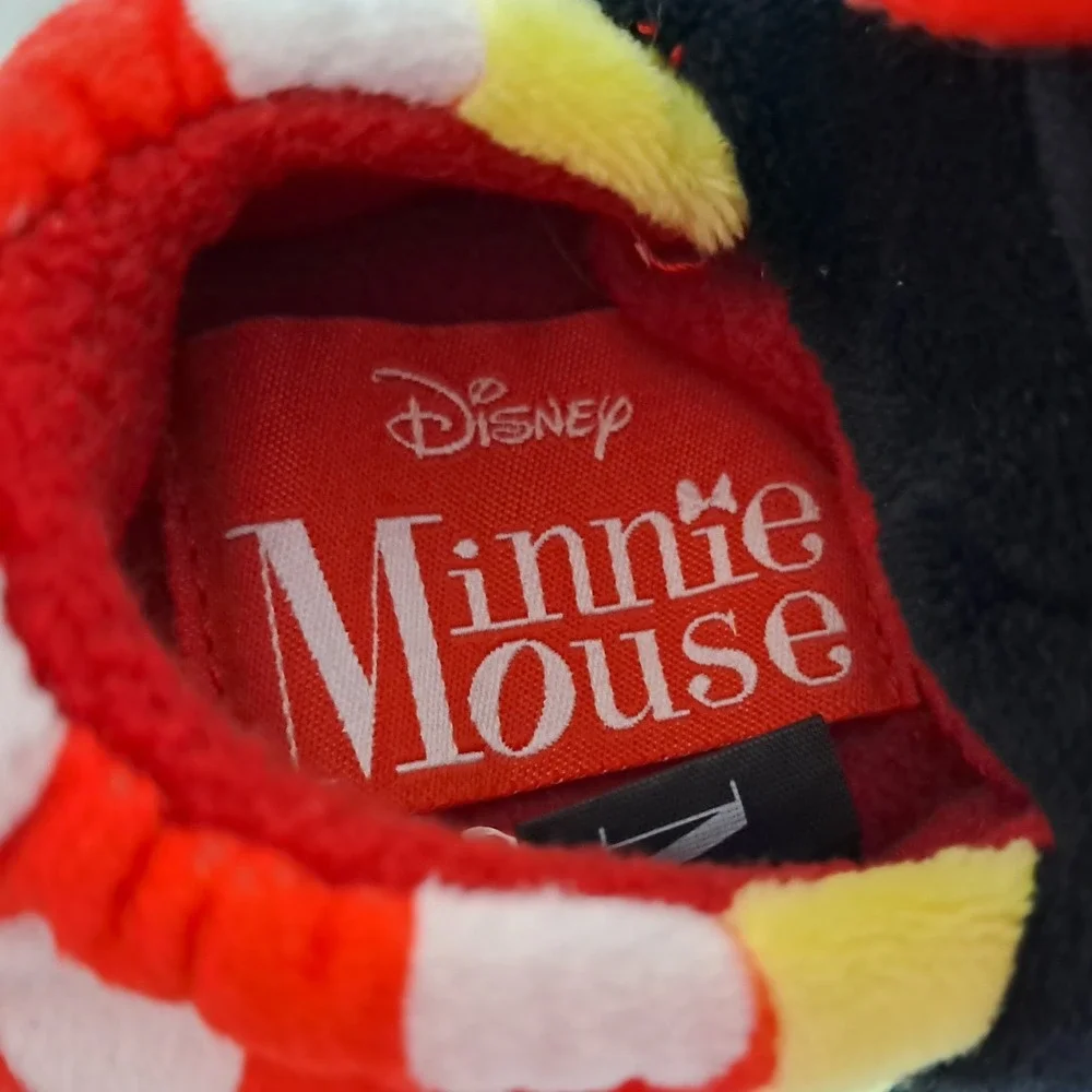 Disney Minnie Mouse Toddler Kids Slippers 7/8 Red Polka Dot Plush‎